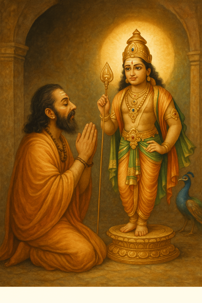 அருணகிரிநாதர் – பக்தியின் ஒளிவிளக்காய், முருகனின் திருவடி முன் தன்னை அர்ப்பணித்த பரம பக்தர்